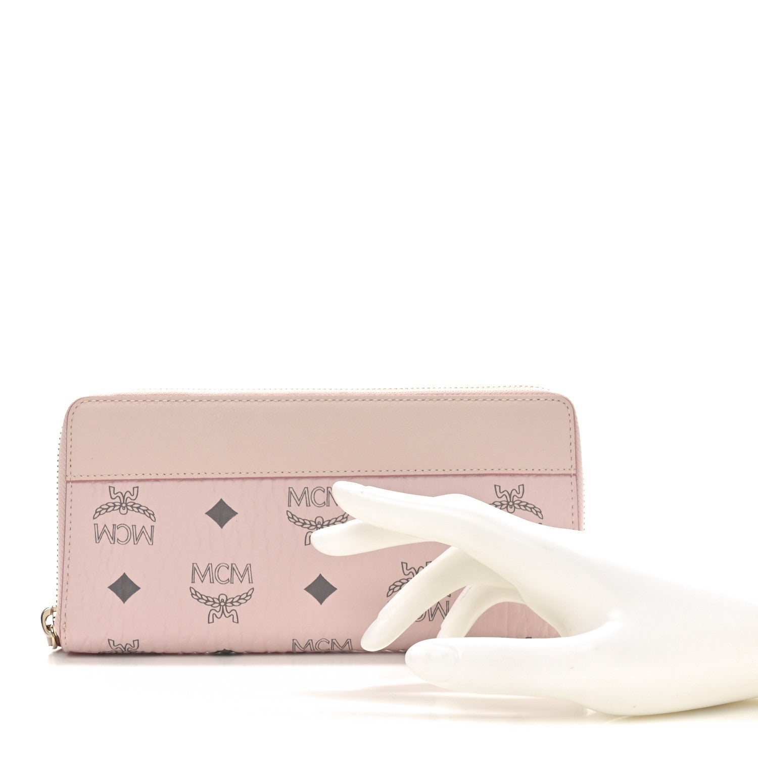 MCM Visetos Large Zip Around Wallet Powder Pink 2 of 7