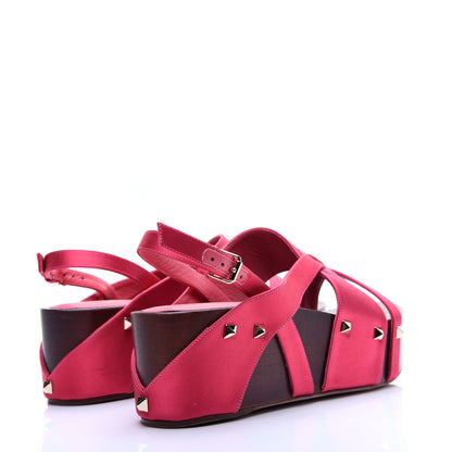 Valentino Garavani Satin Rockstud Platform Sandals 37 Pink 4 of 12