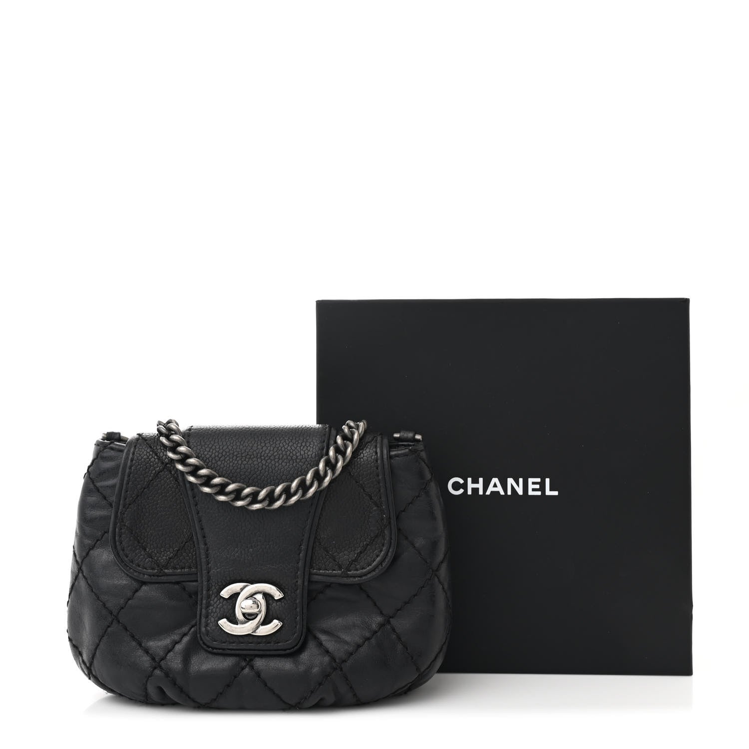 Chanel Caviar Aged Calfskin Mini Bubble Graphic Messenger Bag Black 11 of 11