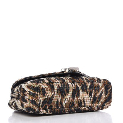 Saint Laurent Jacquard Leopard Matelasse Chevron Monogram Baby Chain Bag Black 4 of 10