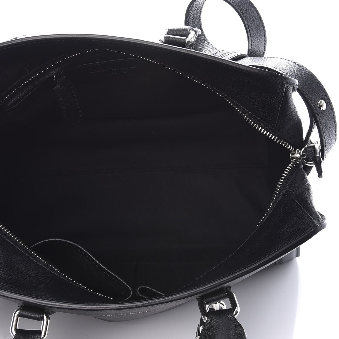 Pebbled Calfskin Small Skull Padlock Zip Around Tote Black