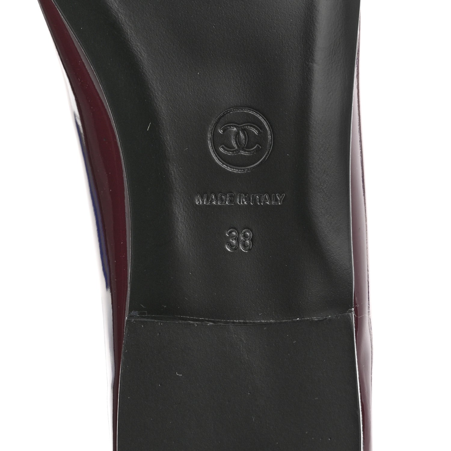 Chanel Patent Cap Toe Ballerina Flats 38 Prune 8 of 10