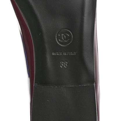 Chanel Patent Cap Toe Ballerina Flats 38 Prune 8 of 10