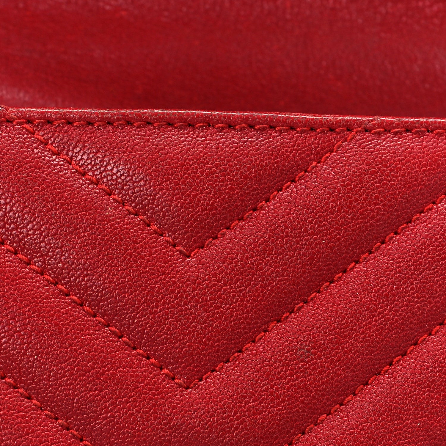 Saint Laurent Sheepskin Matelasse Chevron Monogram College Chain Wallet New Red 11 of 16