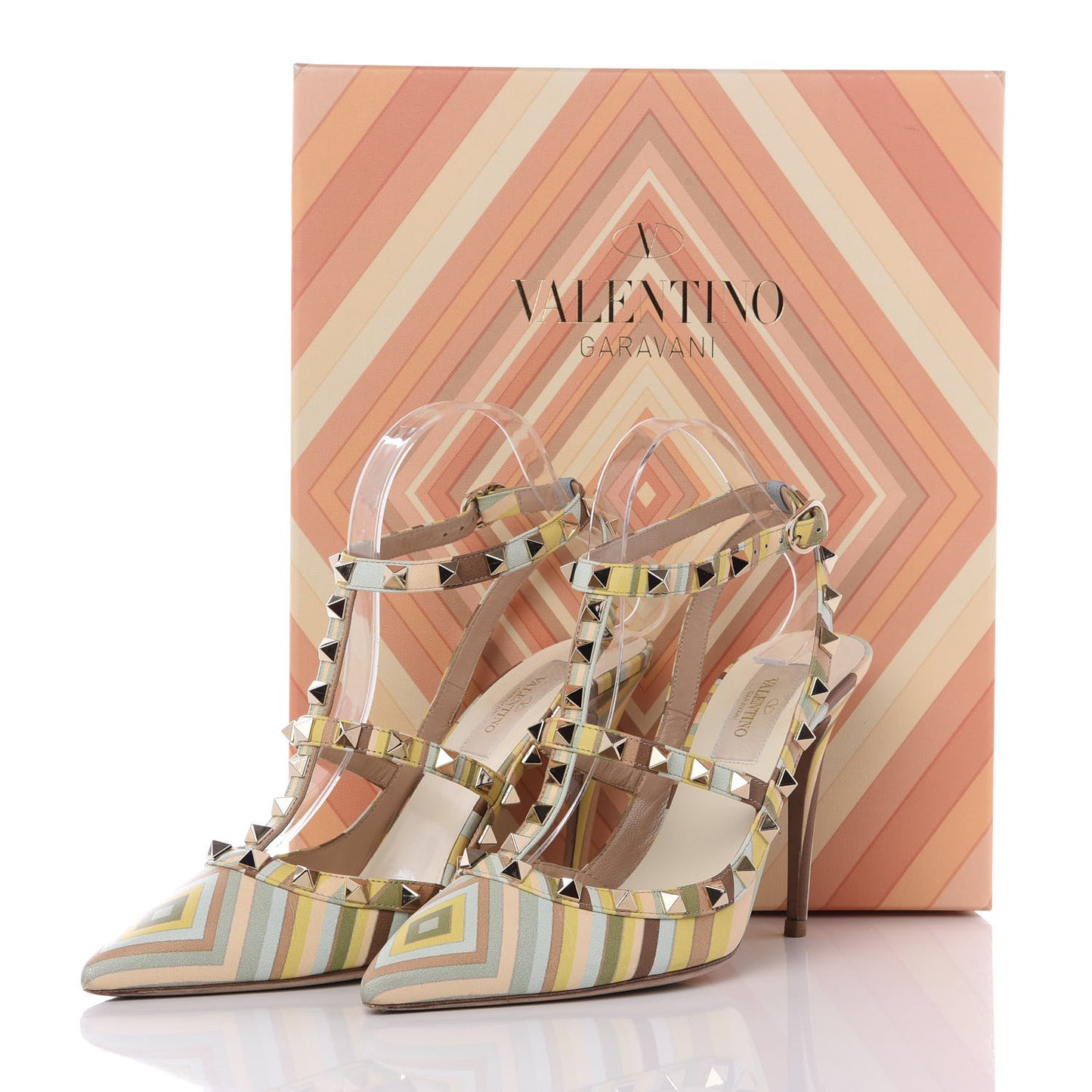 Nappa Native Couture 1975 Rockstud Ankle Strap 100mm Pumps 37.5 Multicolor