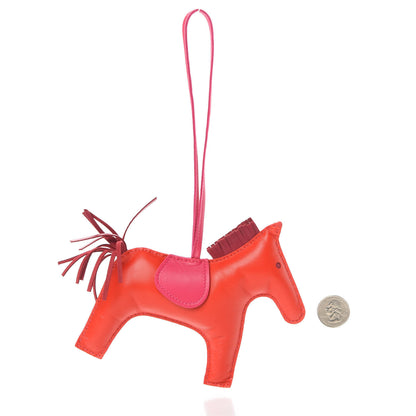 Hermes Milo Lambskin Grigri Rodeo Horse Bag Charm MM Rouge Indien Rubis Rose Mexico 2 of 5