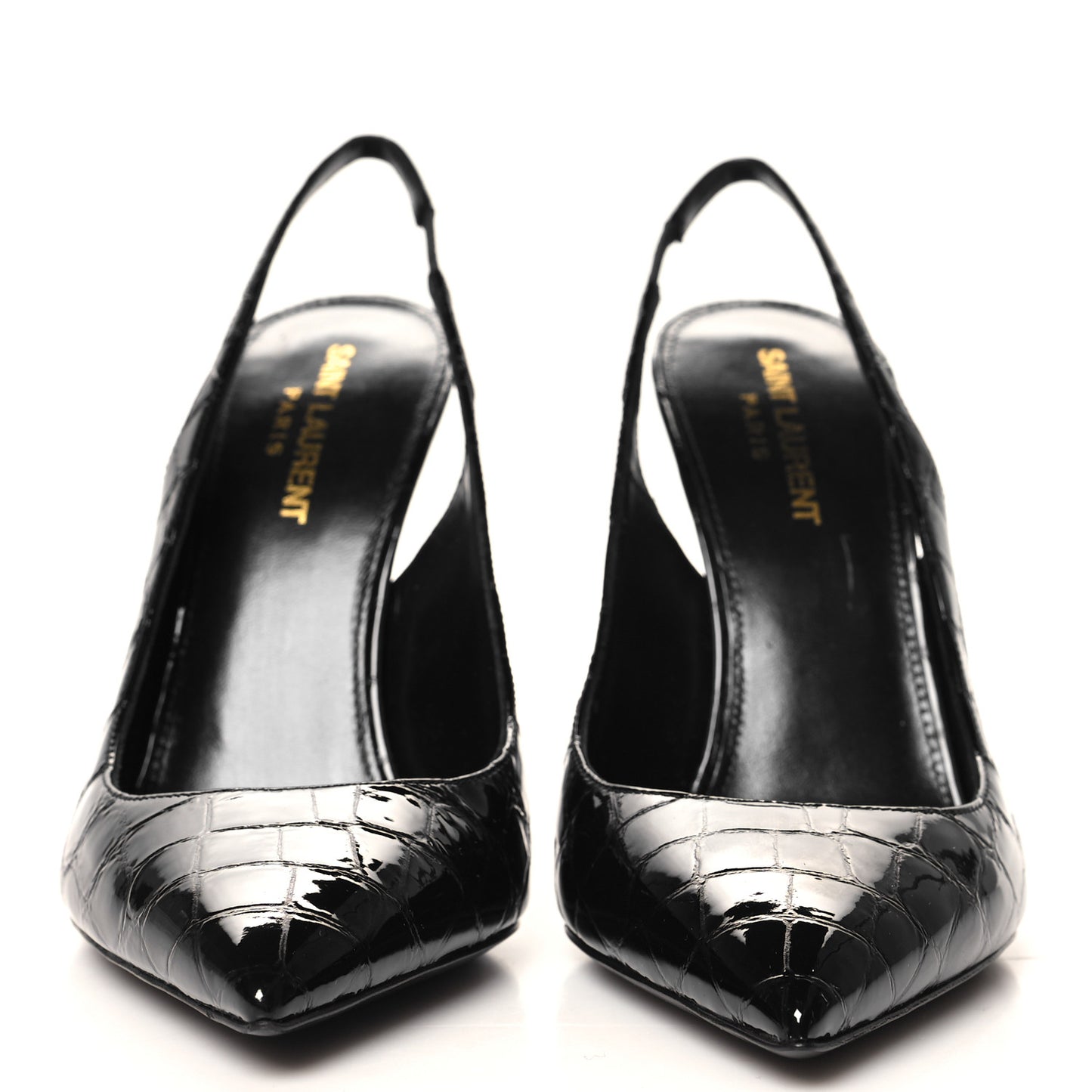 Patent Crocodile Embossed Opyum 110 Slingback 38.5 Black
