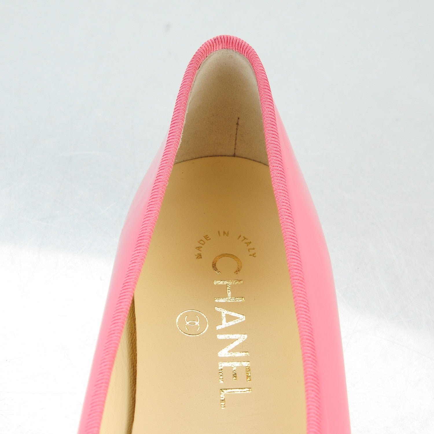 Chanel Patent CC Cap Toe Ballerina Flats 38.5 Pink 7 of 9