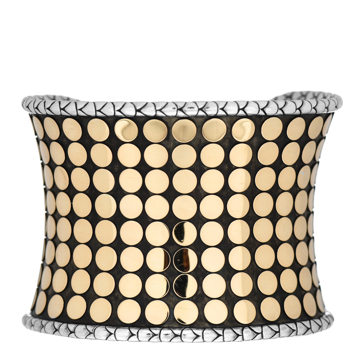 Sterling Silver 18K Yellow Gold Wide Dot Cuff Bracelet