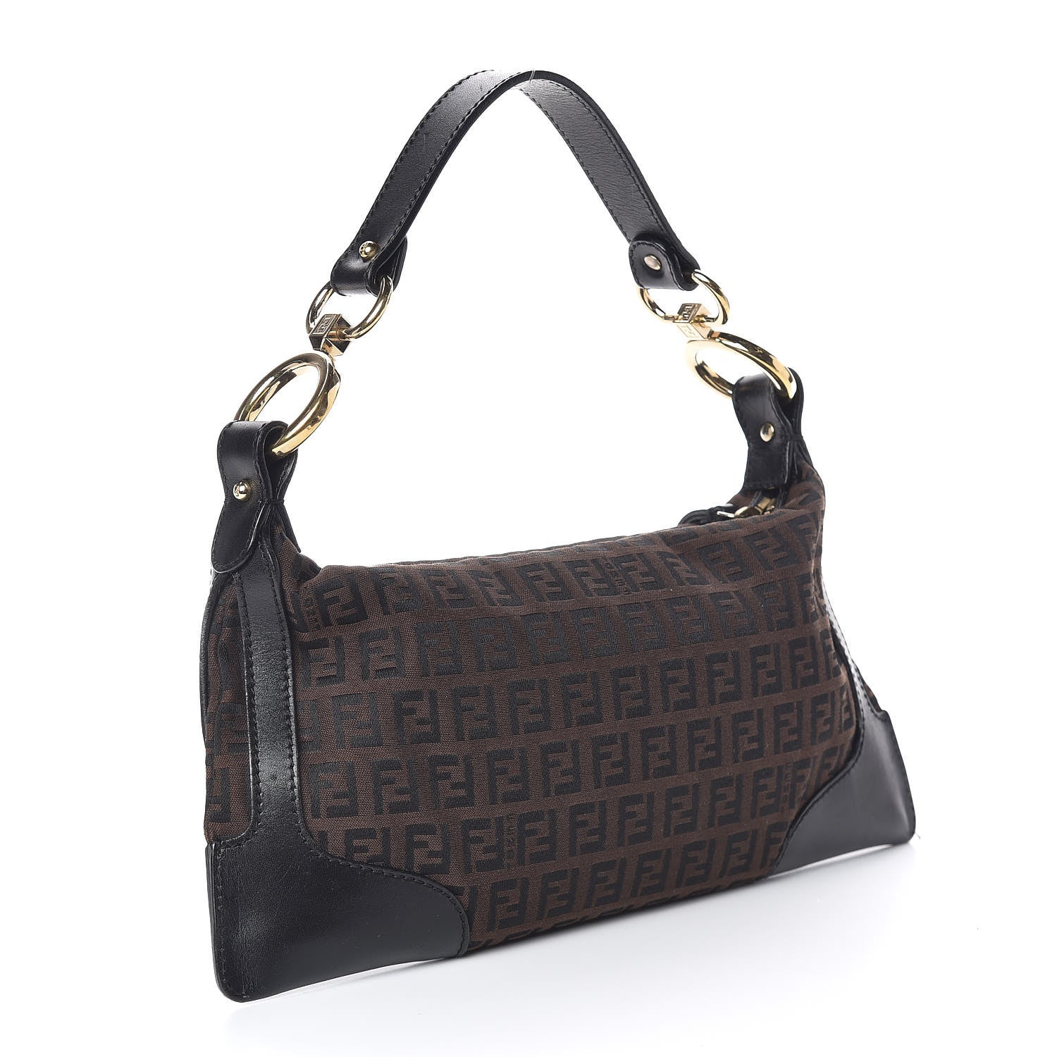 Fendi Zucchino Cuoio Small Chef Pocket Shoulder Bag Black Moro 3 of 12