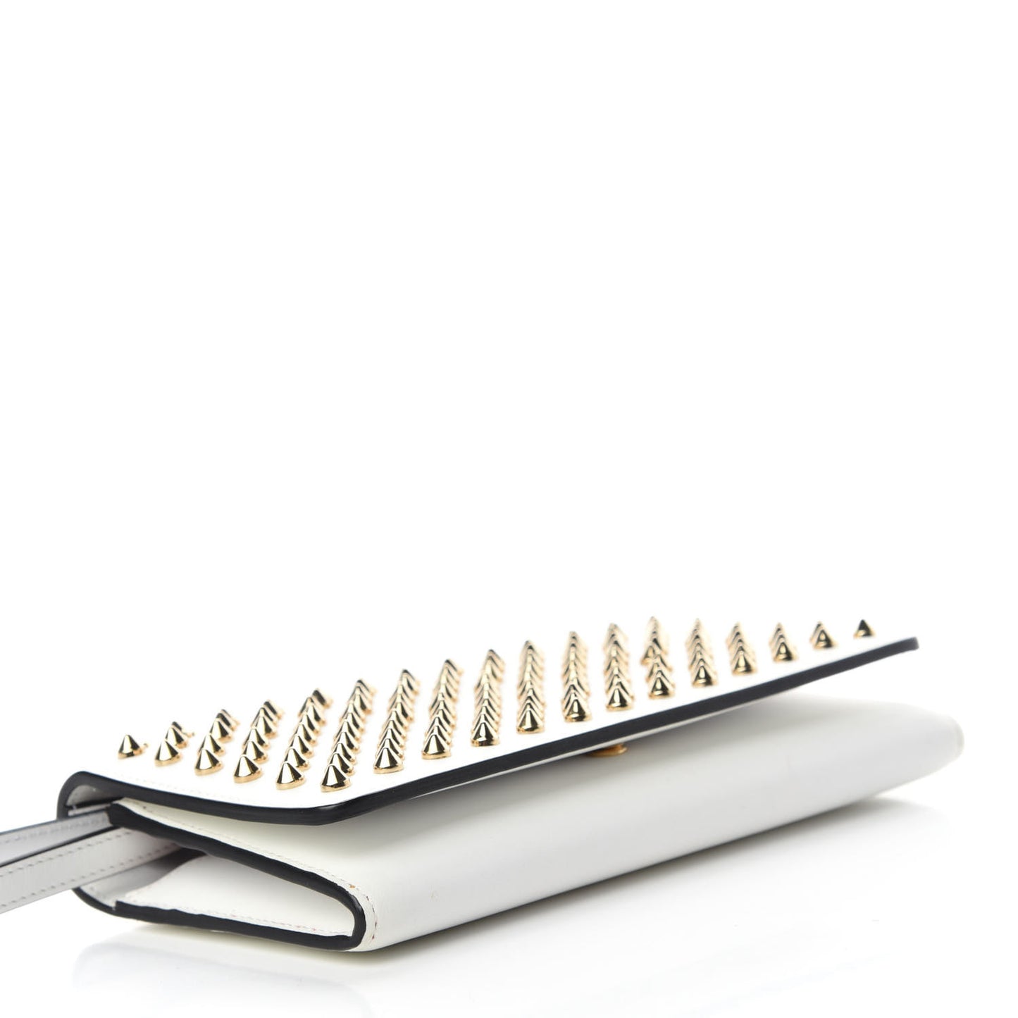 Calfskin Spikes Boudoir Wristlet White