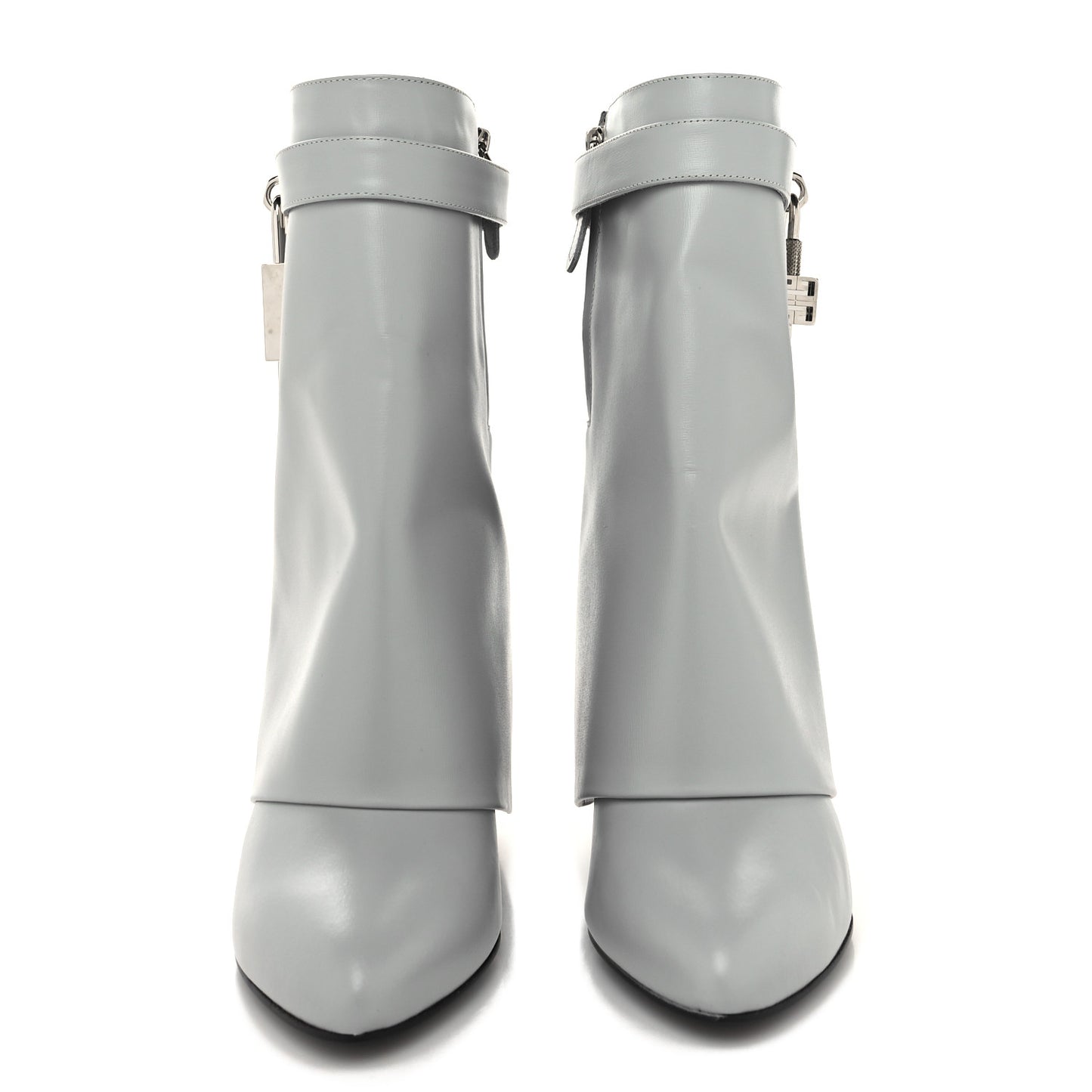 Box Calfskin Shark Lock Ankle Boots 39 Light Grey