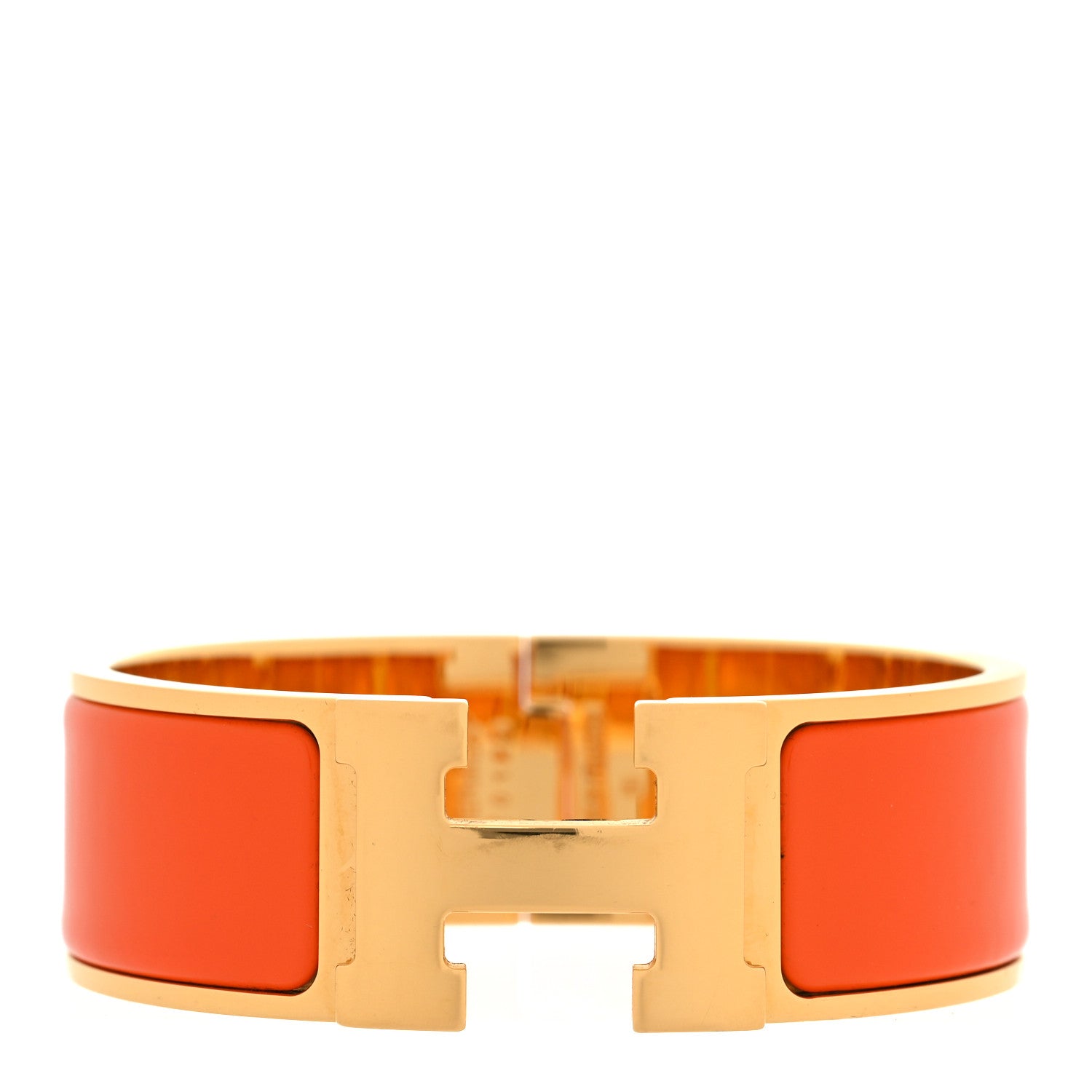 Hermes Enamel Wide Clic Clac H Bracelet PM Orange 1 of 6