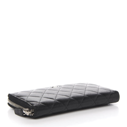 Chanel Lambskin Quilted Large Gusset Zip Around Wallet Black 3 of 9