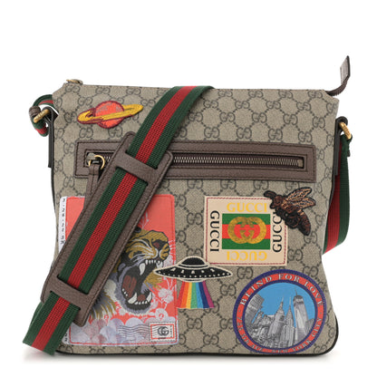 Gucci Soft GG Supreme Monogram Courrier Web Medium Flat Messenger Bag Beige New Acero Multicolor 1 of 14