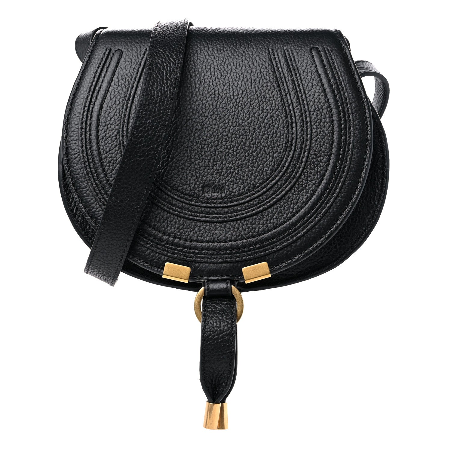 Chloe Grained Calfskin Small Marcie Saddle Bag Black 1 of 10