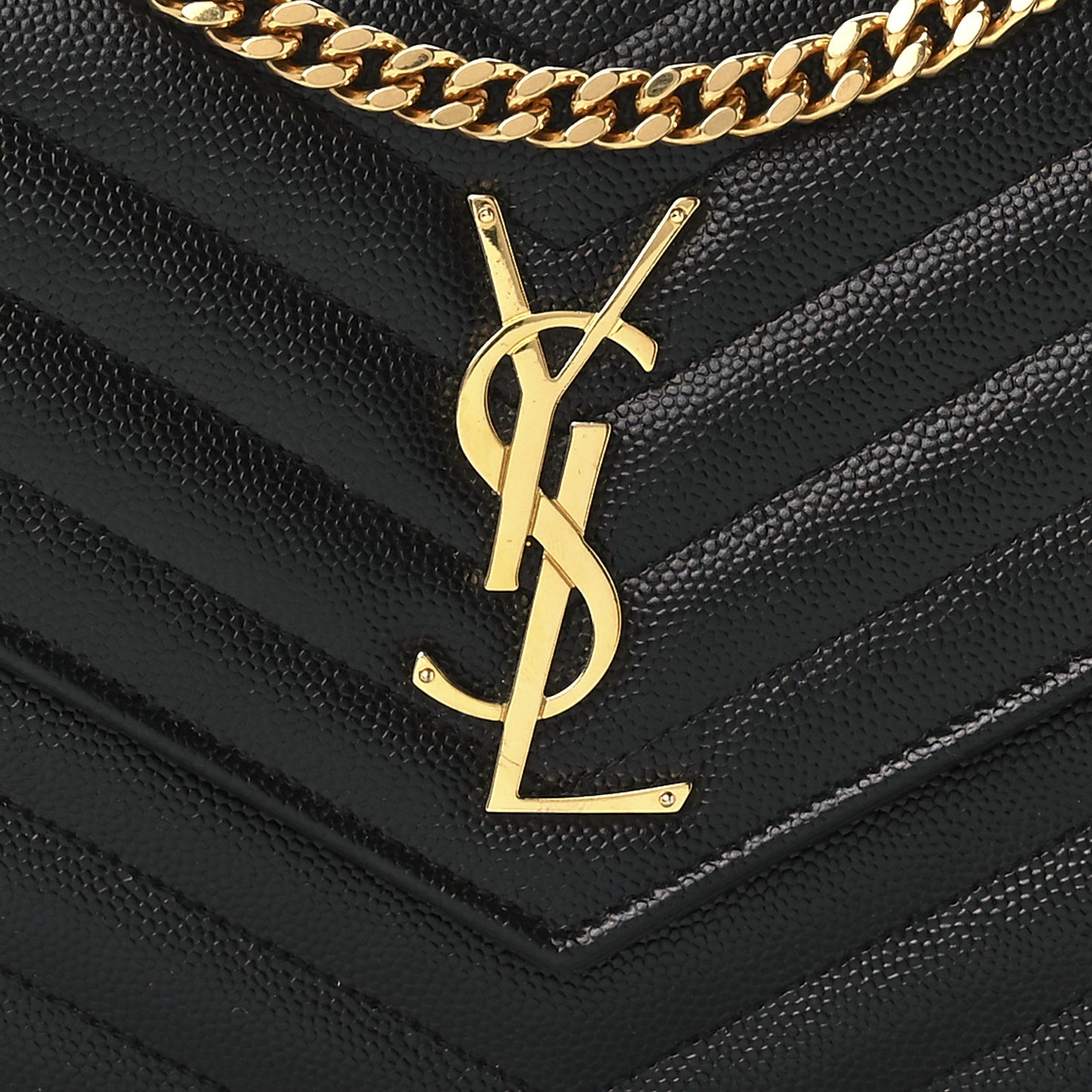 Grain De Poudre Matelasse Chevron Monogram Chain Wallet Black