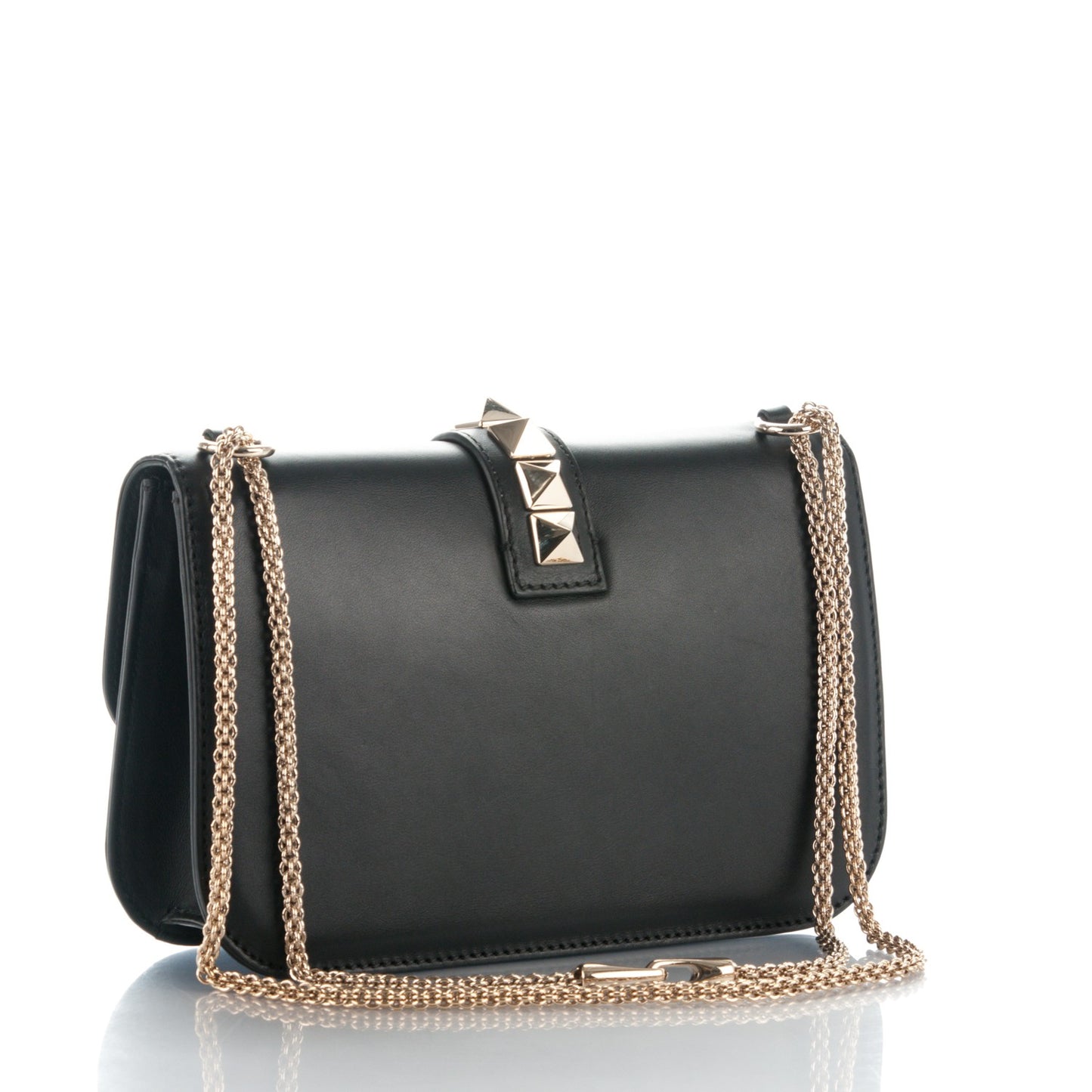 Vitello Medium Glam Lock Rockstud Flap Black