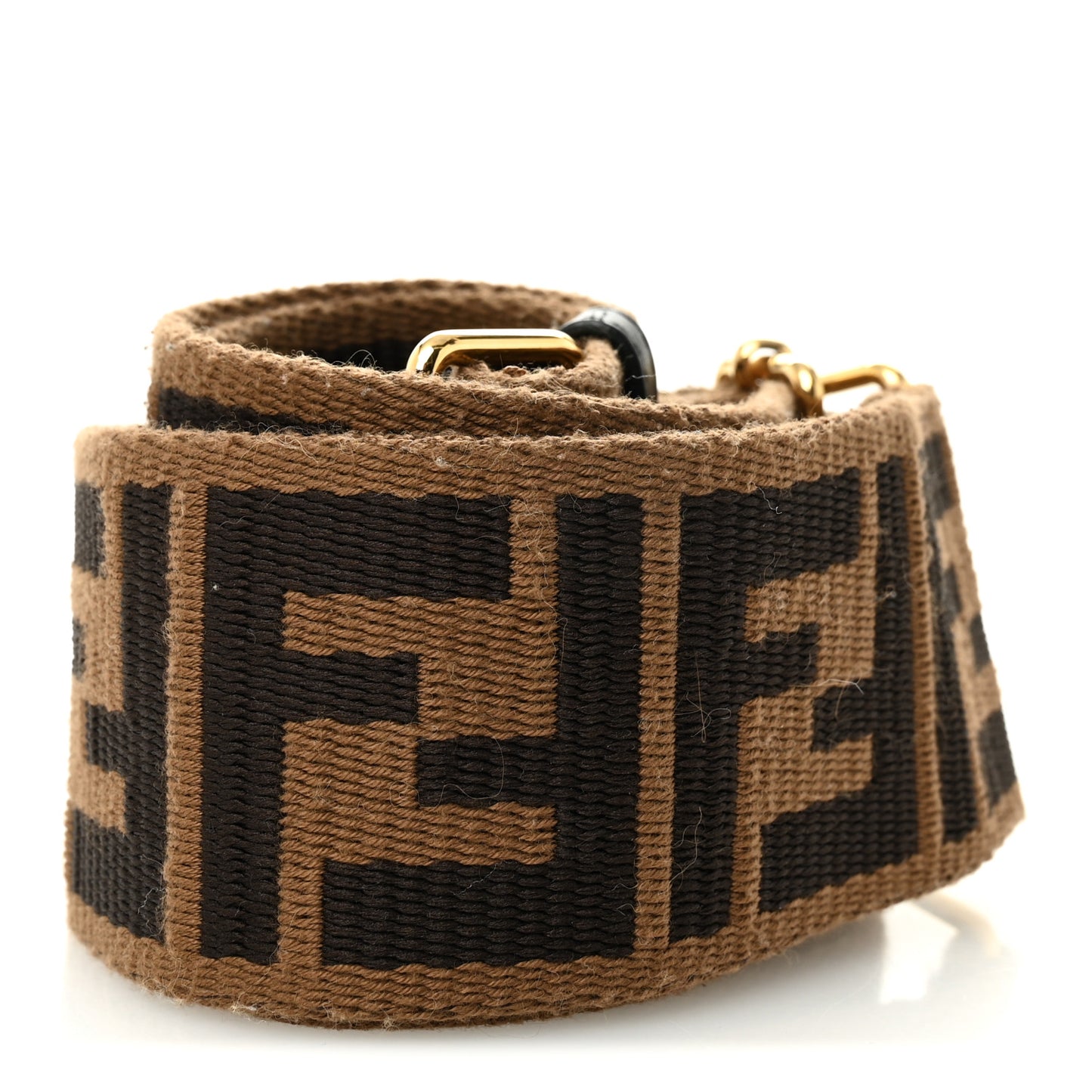 Ribbon Vitello Century FF 1974 Flat Studded Strap You Fango Marrone Ebano