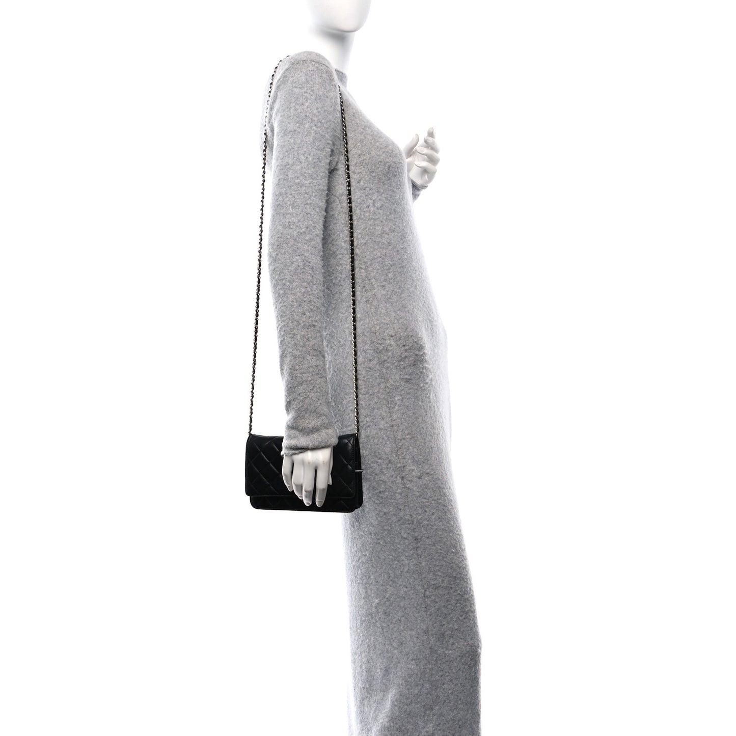 Lambskin Quilted Wallet On Chain WOC Black