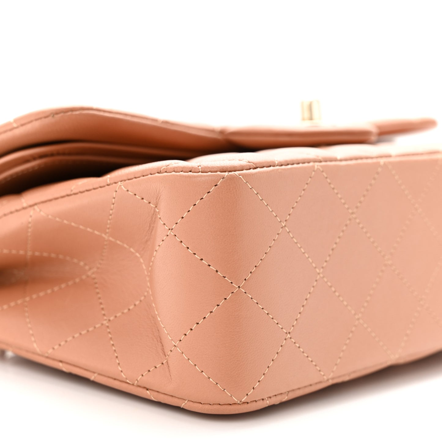 Lambskin Quilted Small Double Flap Brown