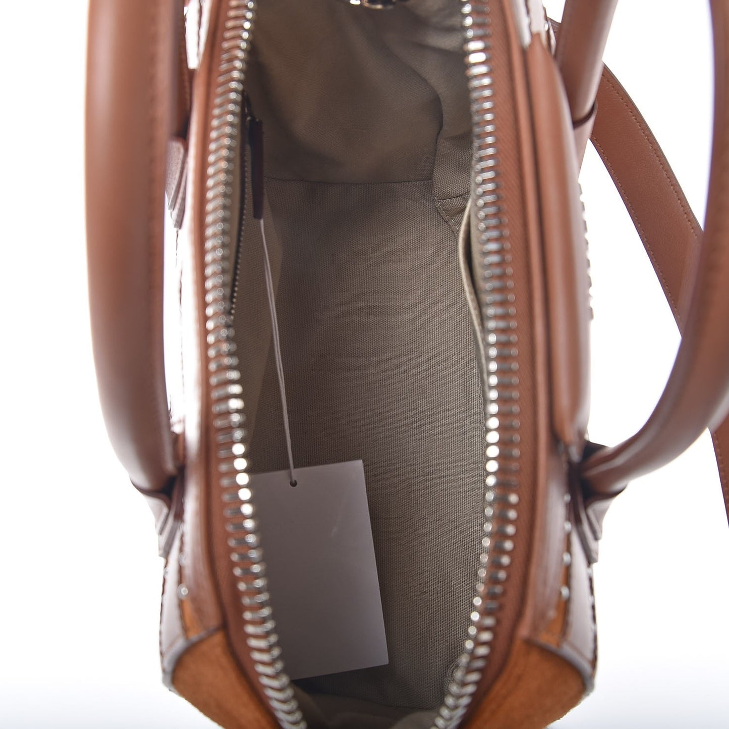 Calfskin Suede Small Studded Chevron Antigona Cognac