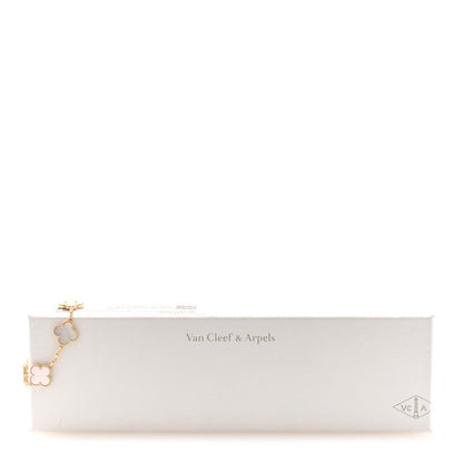 Van Cleef & Arpels 18K Yellow Gold Mother of Pearl 5 Motifs Vintage Alhambra Bracelet 4 of 4