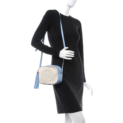 Gucci Pebbled Calfskin Canvas Soho Disco Bag Mineral Blue 2 of 9
