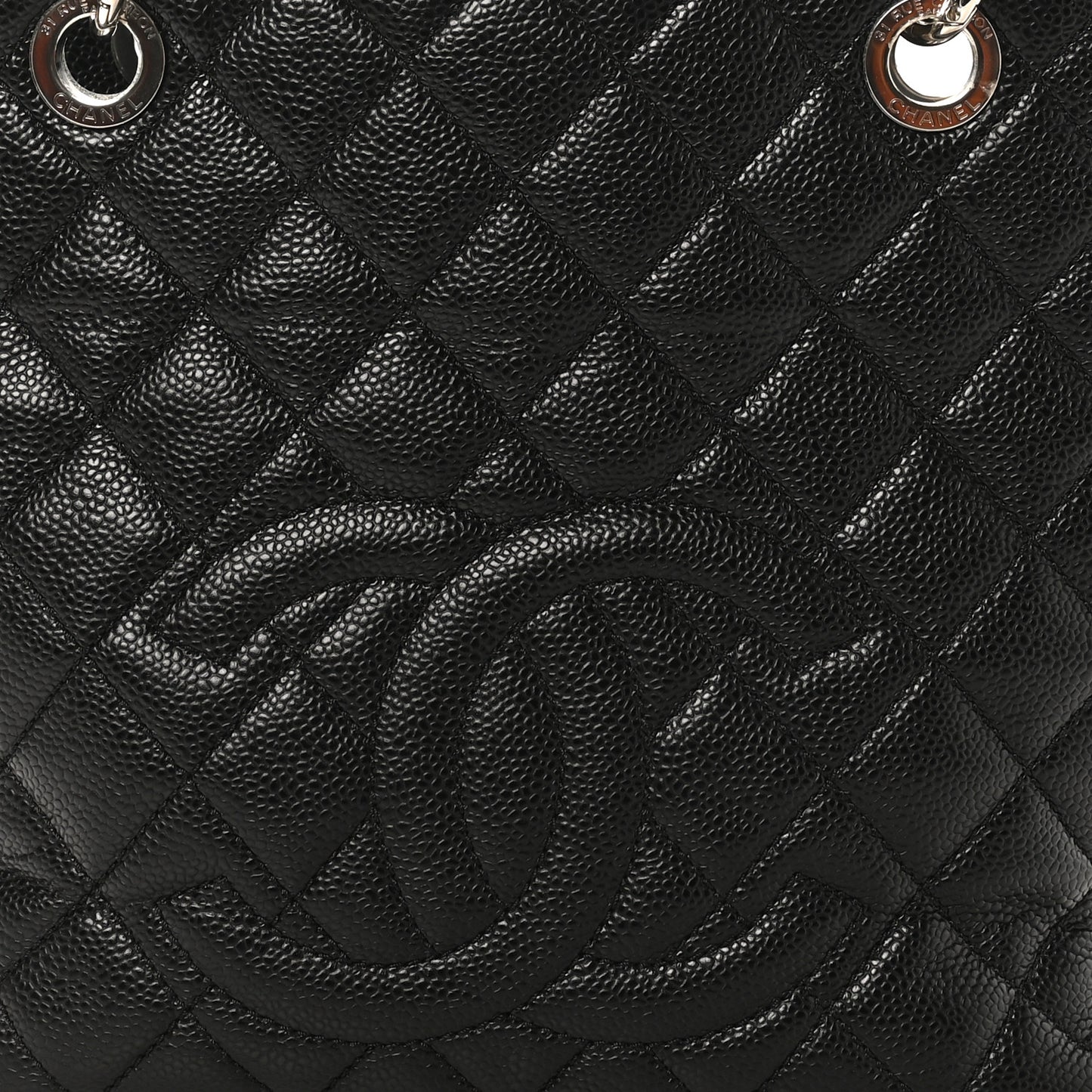 Caviar Quilted Petit Shopping Tote PST Black
