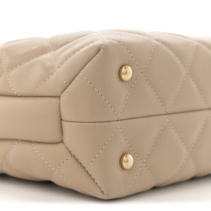 Chanel Shiny Caviar Quilted Chain Handle Shopping Tote Beige 9 of 10