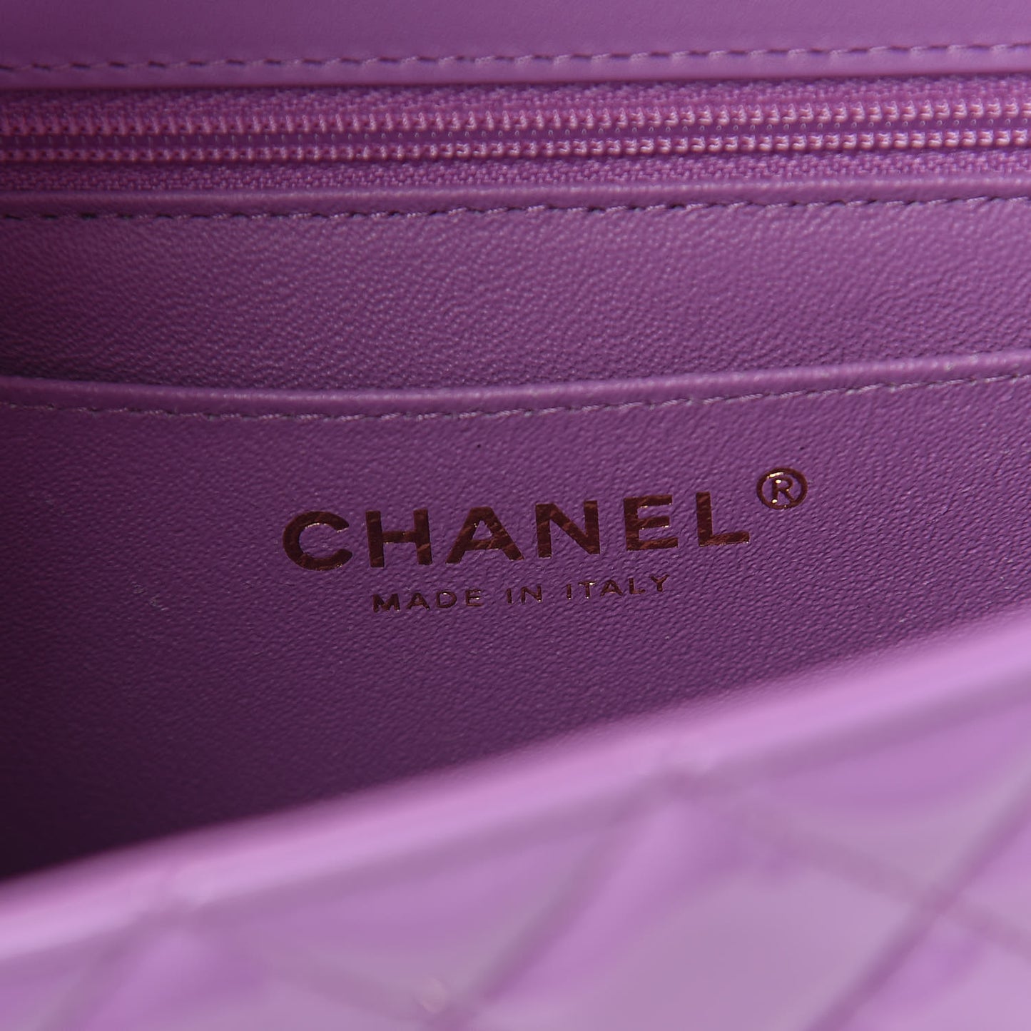 Patent Quilted Mini Rectangular Flap Purple