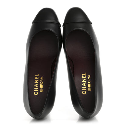 Chanel Lambskin Cap Toe CC Uniform Pumps 36.5 Black 2 of 10