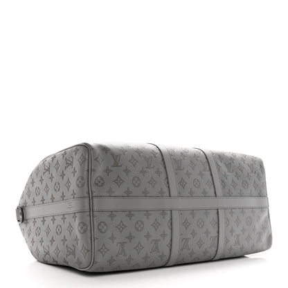 Louis Vuitton Calfskin Monogram Shadow Keepall Bandouliere 50 Anthracite Gray 3 of 12