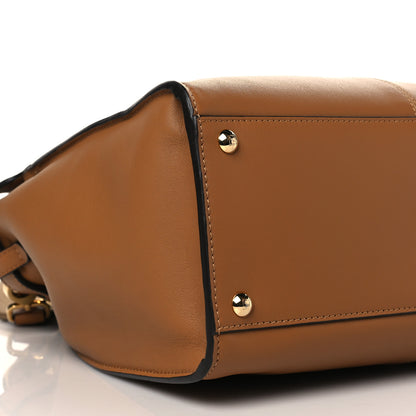 Fendi Vitello Seta Light Century Shearling FF 1974 Medium Peekaboo X-Lite Nocciolo Ebano Tobacco 9 of 10