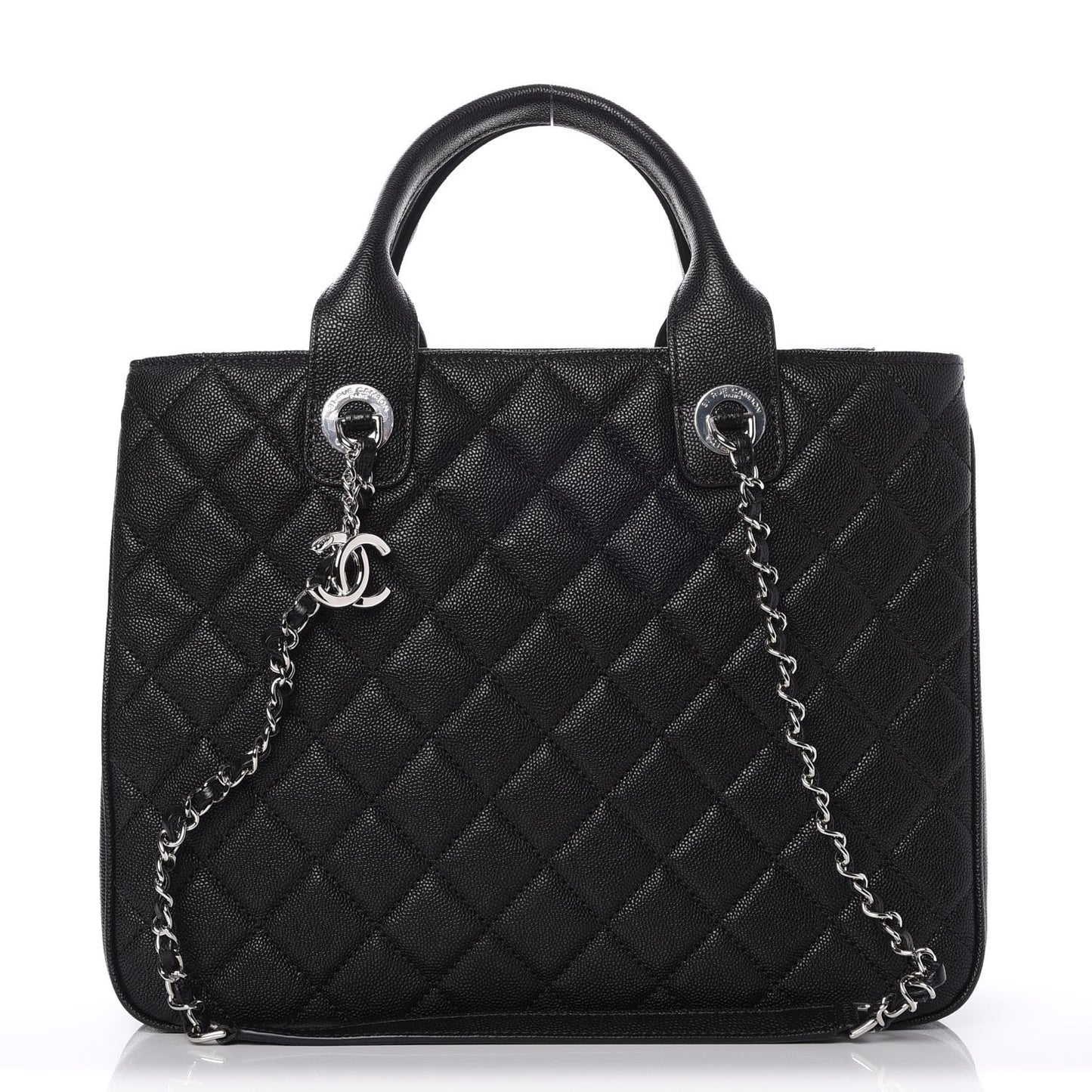 Caviar Quilted Urban Companion Top Handle Shopping Tote Black