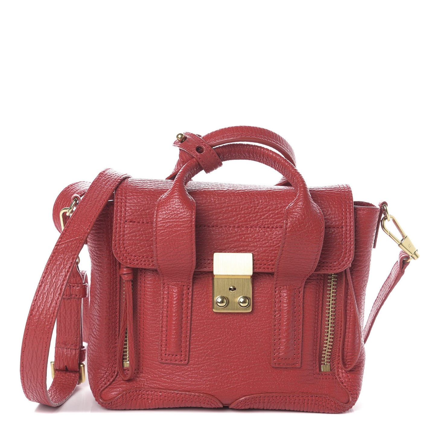 3.1 Textured Calfskin Mini Pashli Satchel Red