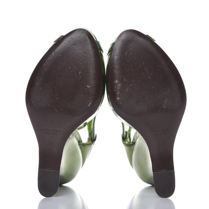 Bottega Veneta Metallic Calfskin Wedge Sandals 38 Green 7 of 11