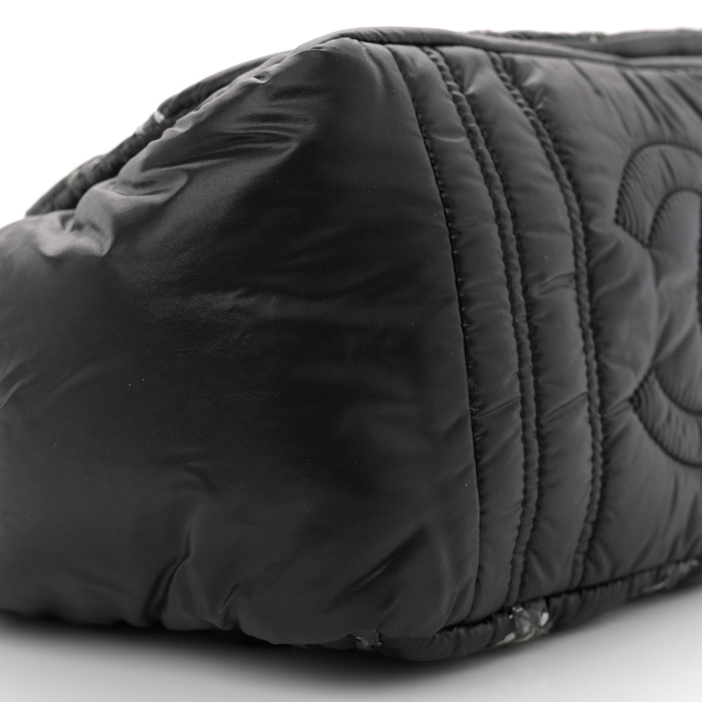 Nylon Quilted Tweed Stitch Bubble Accordion Flap Black