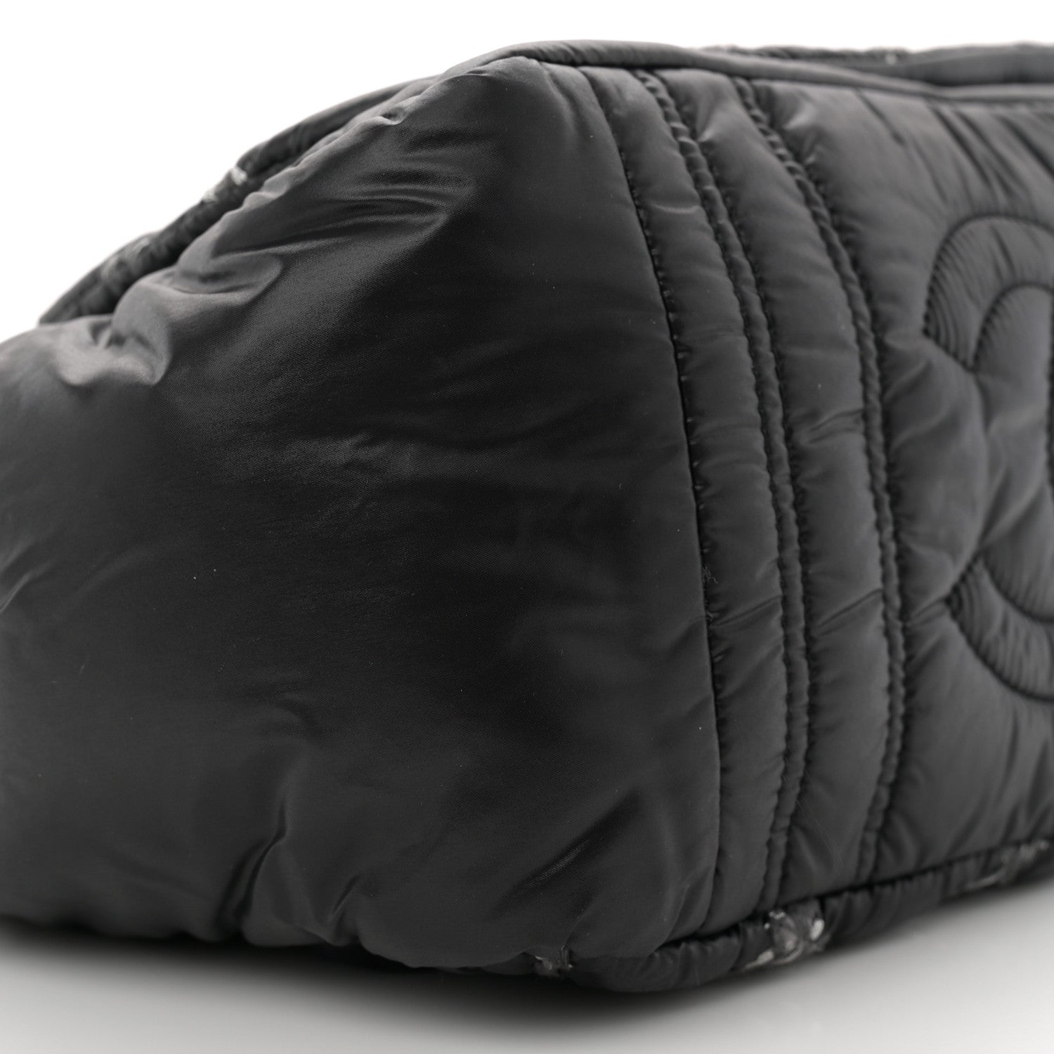Chanel Nylon Quilted Tweed Stitch Bubble Accordion Flap Black 9 of 12