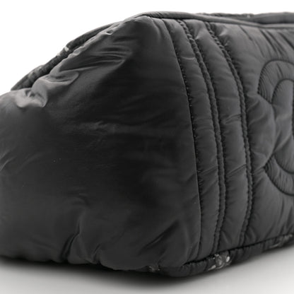 Chanel Nylon Quilted Tweed Stitch Bubble Accordion Flap Black 9 of 12