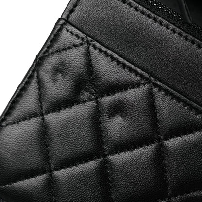 Chanel Lambskin Quilted Pearl Wallet On Chain WOC Black 12 of 14