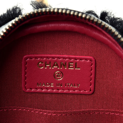 Chanel Shearling Sheepskin Chanel 19 Round Clutch With Chain Black 6 of 9