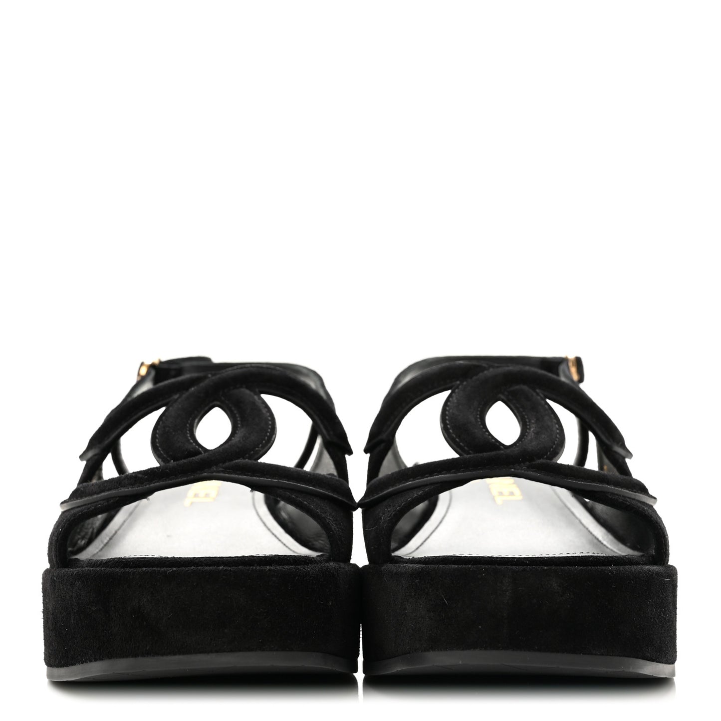 Suede Calfskin Platform CC Sandals 35 Black