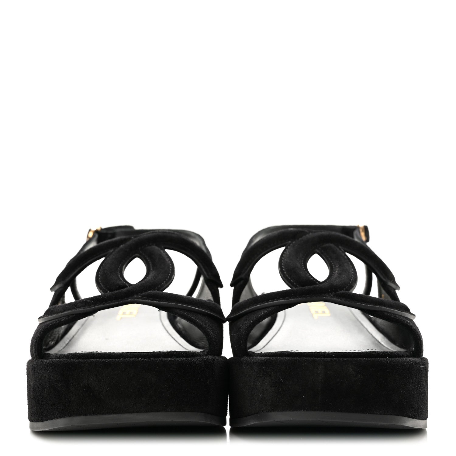 Chanel Suede Calfskin Platform CC Sandals 35 Black 3 of 10