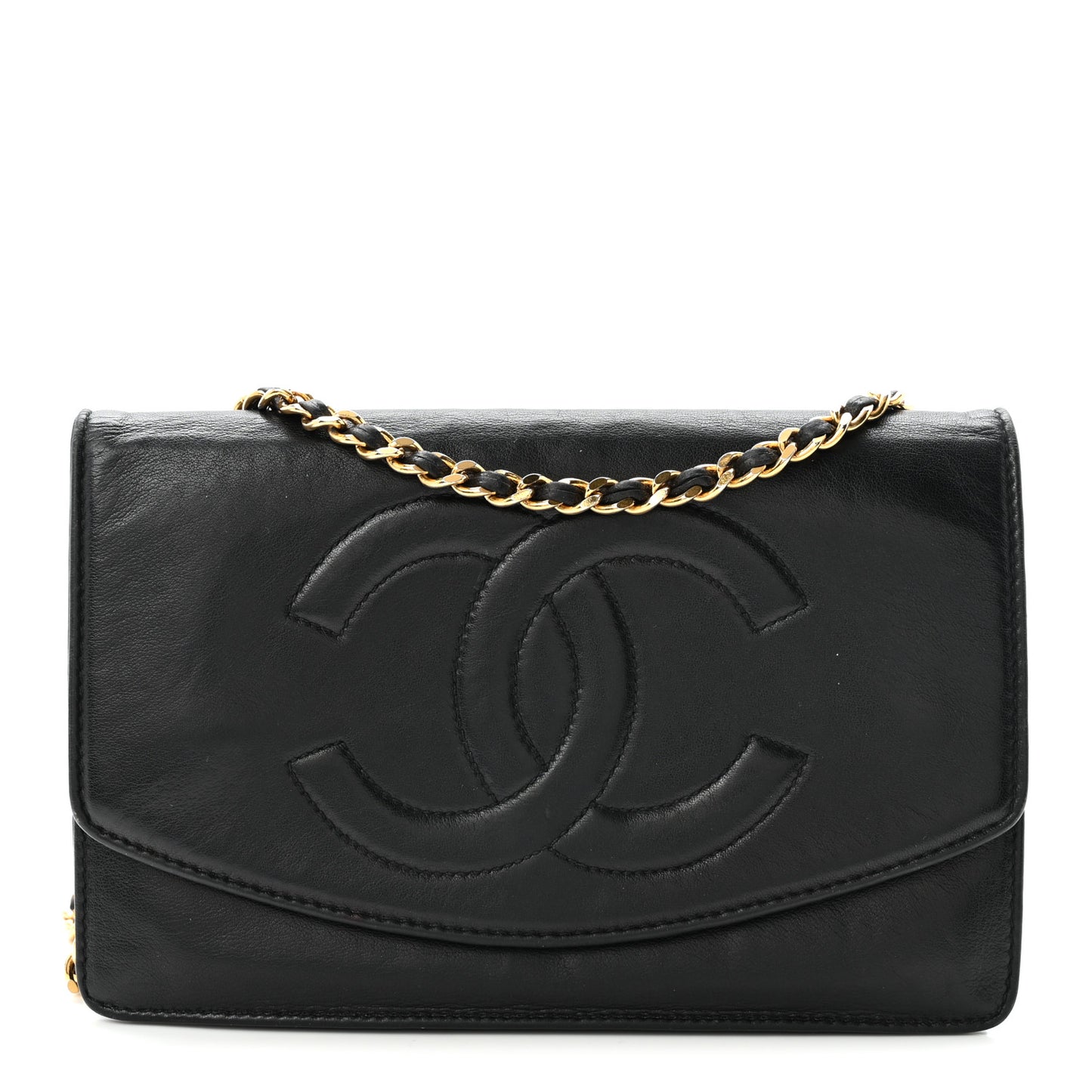 Lambskin Timeless CC Wallet On Chain WOC Black