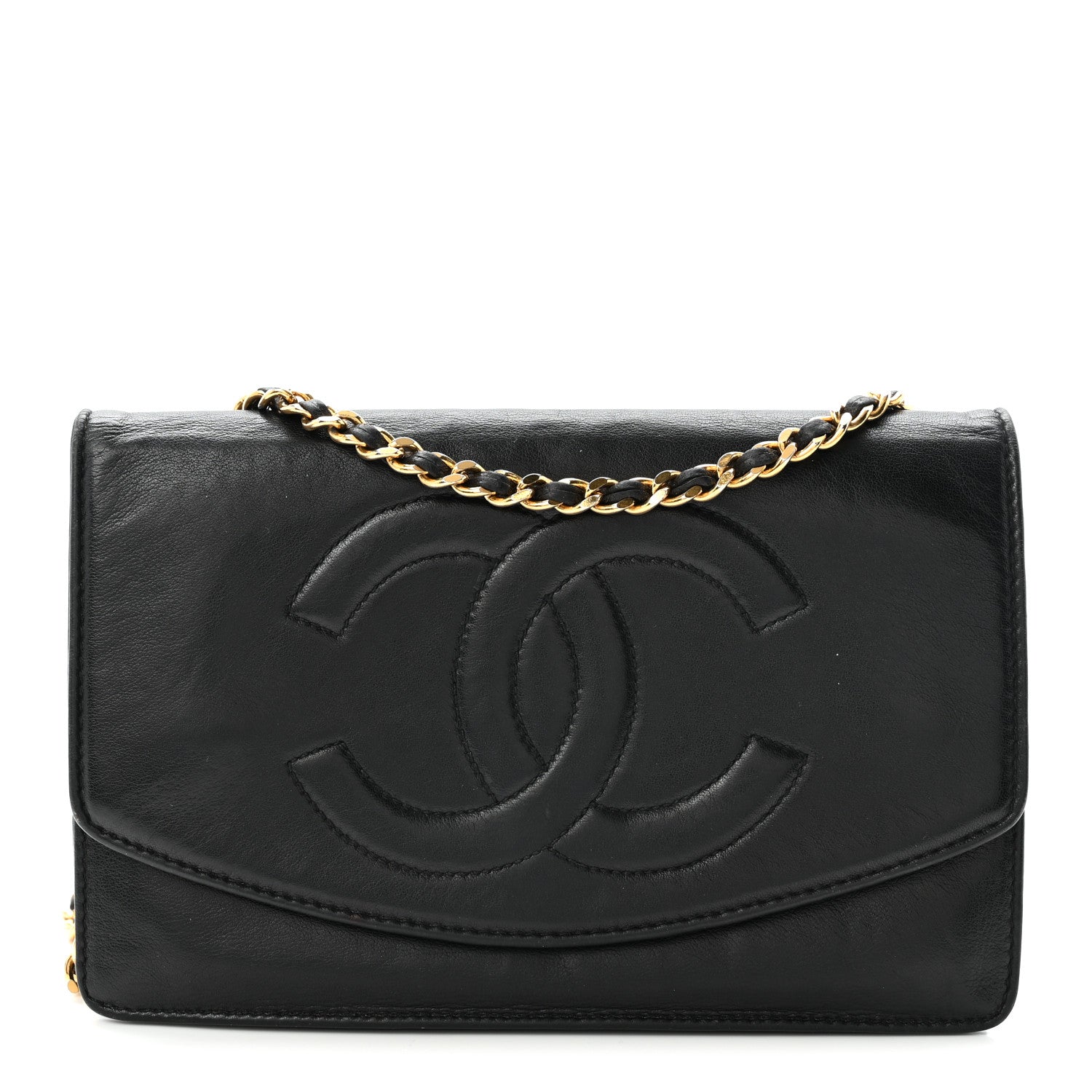Chanel Lambskin Timeless CC Wallet On Chain WOC Black 1 of 11