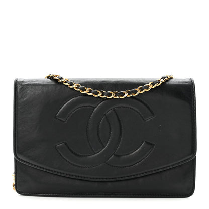 Chanel Lambskin Timeless CC Wallet On Chain WOC Black 1 of 11