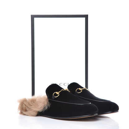 Gucci Velvet Fur Womens Princetown Slippers 39.5 Black 8 of 8
