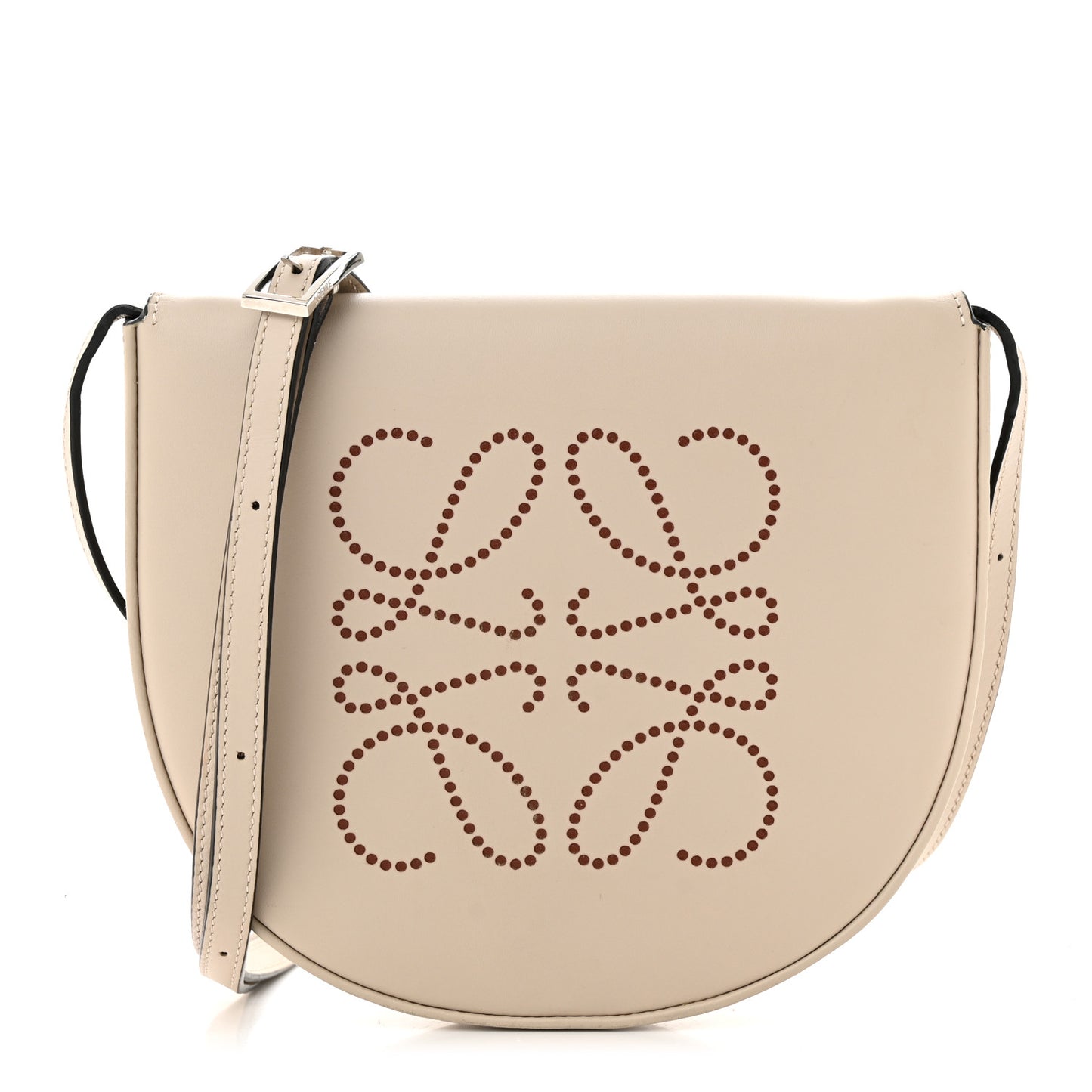 Buffed Calfskin Logo Embossed Small Heel Pouch Light Oat Tan
