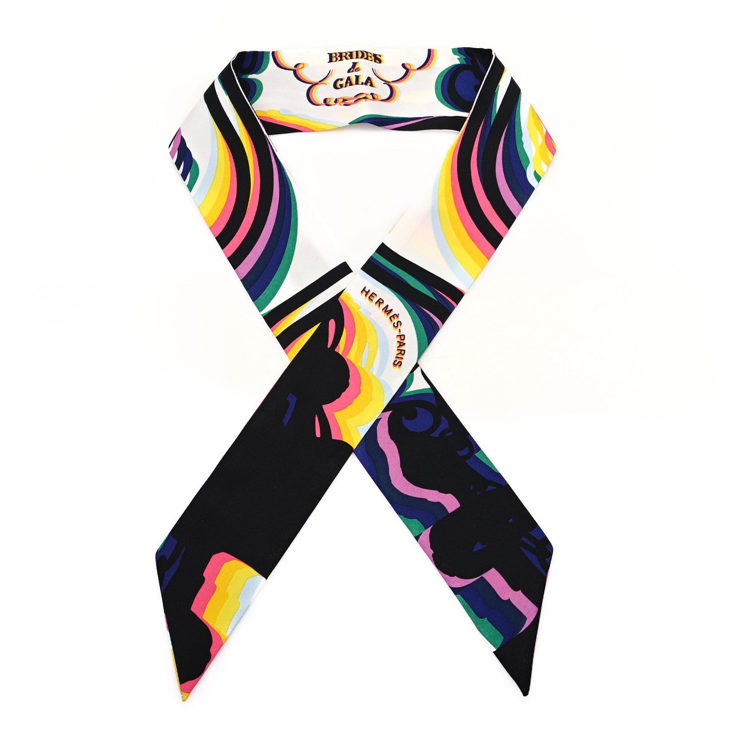 Hermes Silk Brides De Gala Shadow Twilly Black Jaune Multicolor 1 of 3